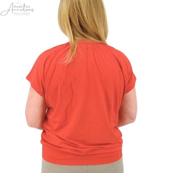S Anna Menotti T-shirt KM rimpels Rood